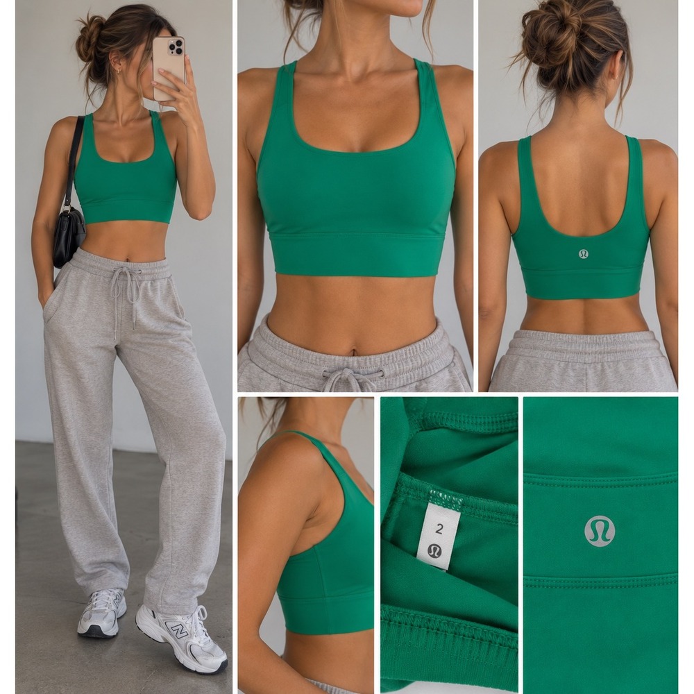 Lululemon Align Tank Top Green Nulu Built-in Bra LW1DUDS Size 2